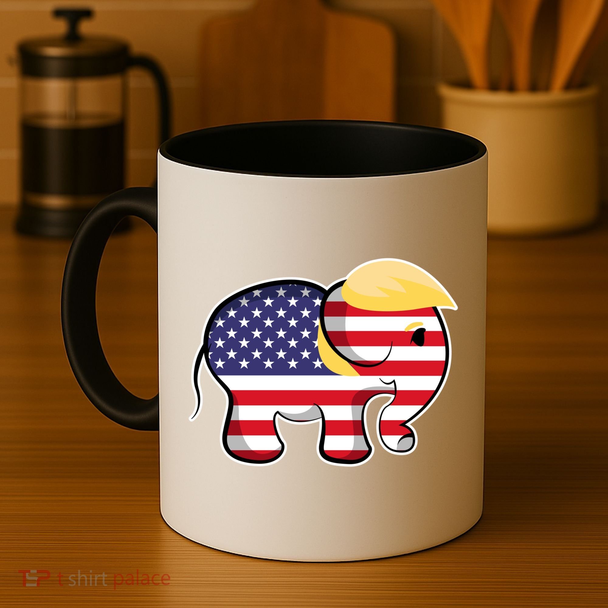 Pro Trump Hair Elephant Red White Blue Flag Republican Gift Coffee Mug
