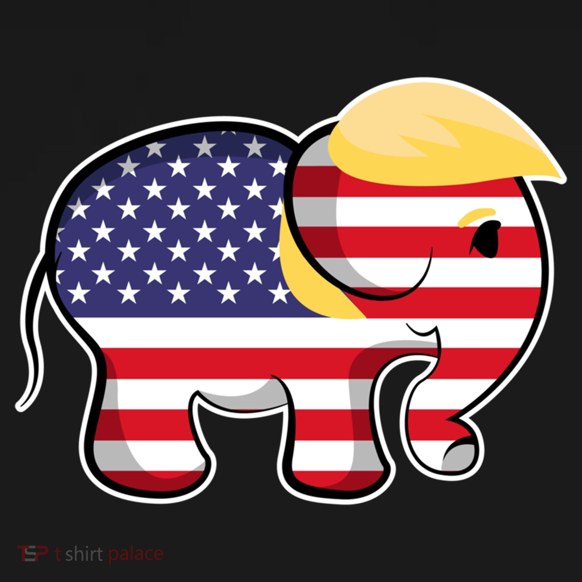 Pro Trump Hair Elephant Red White Blue Flag Republican Gift Women's Hoodie