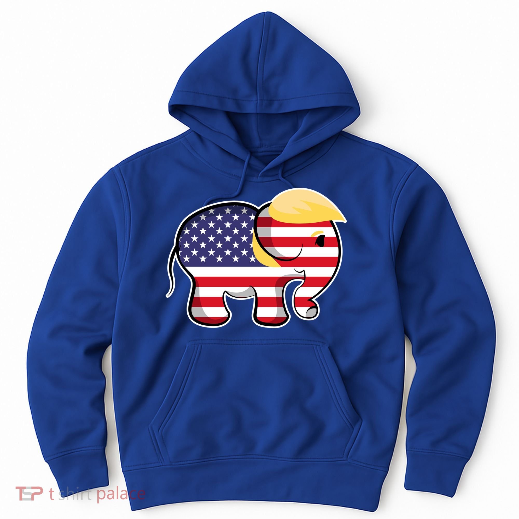 Pro Trump Hair Elephant Red White Blue Flag Republican Gift Hoodie