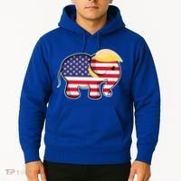 Pro Trump Hair Elephant Red White Blue Flag Republican Gift Hoodie thumb 2