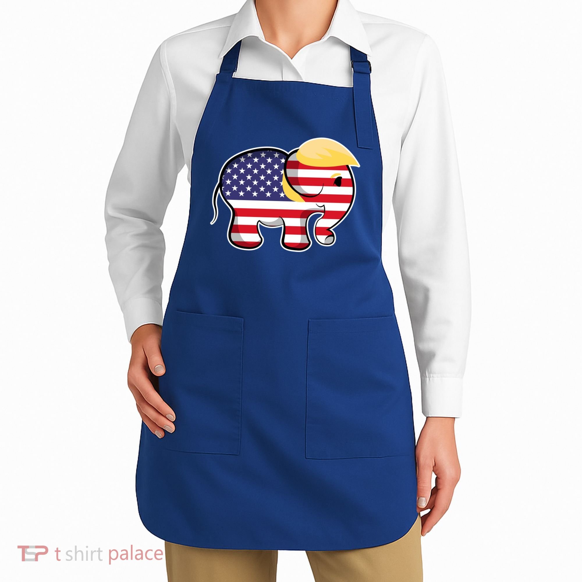 Pro Trump Hair Elephant Red White Blue Flag Republican Gift Apron