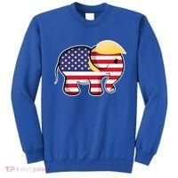 Pro Trump Hair Elephant Red White Blue Flag Republican Gift Sweatshirt thumb 0