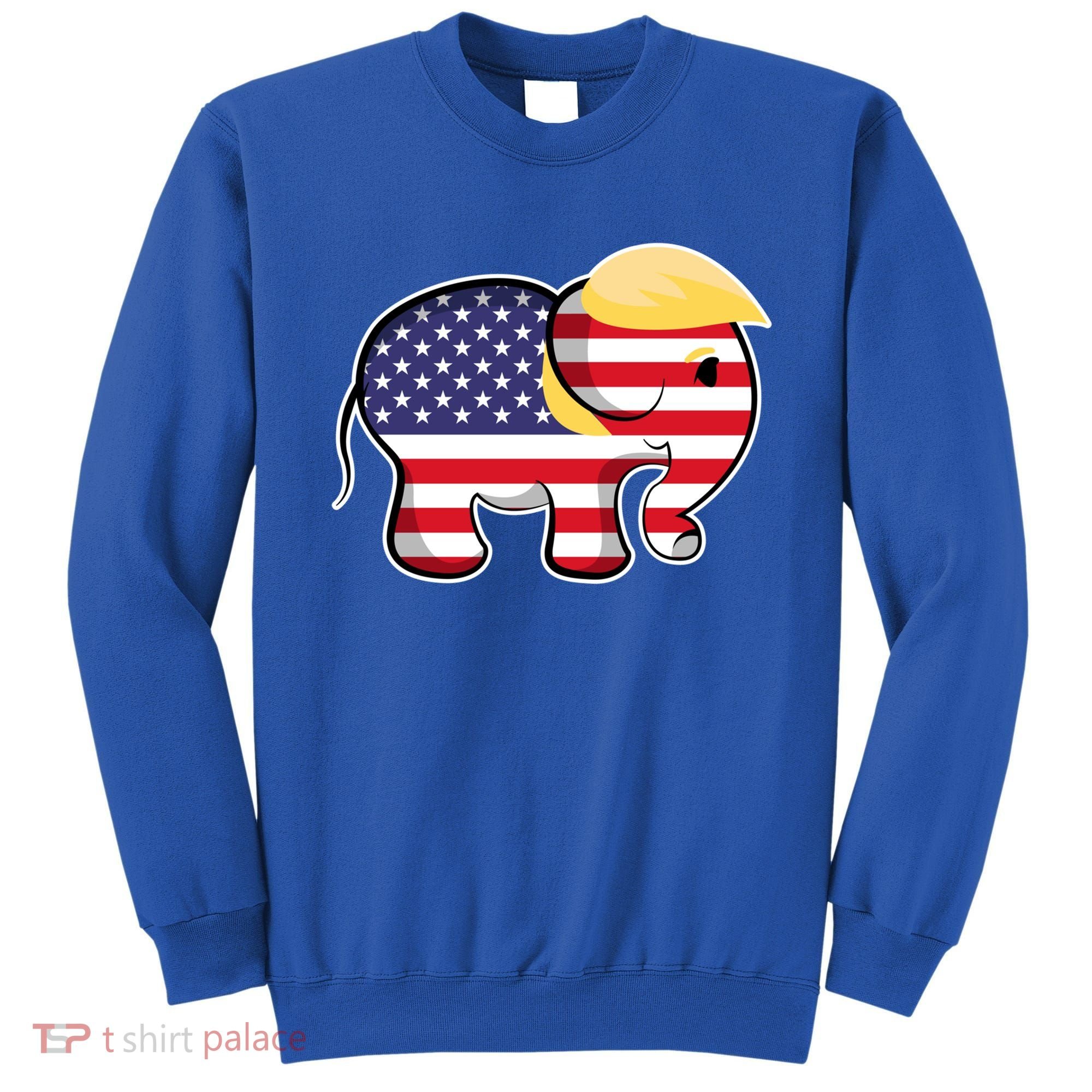 Pro Trump Hair Elephant Red White Blue Flag Republican Gift Sweatshirt