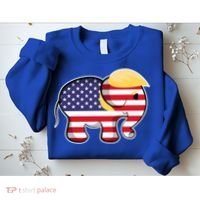 Pro Trump Hair Elephant Red White Blue Flag Republican Gift Sweatshirt thumb 2
