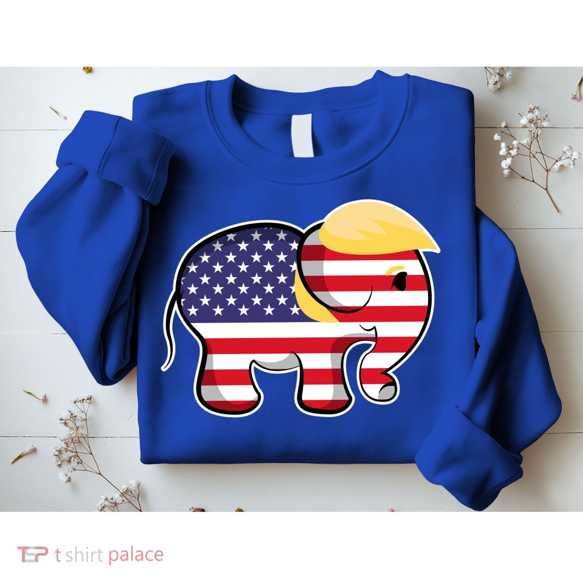 Pro Trump Hair Elephant Red White Blue Flag Republican Gift Sweatshirt