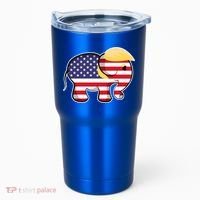 Pro Trump Hair Elephant Red White Blue Flag Republican Gift Tumbler thumb 0