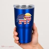 Pro Trump Hair Elephant Red White Blue Flag Republican Gift Tumbler thumb 2