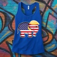 Pro Trump Hair Elephant Red White Blue Flag Republican Gift Women's Tank Top thumb 3