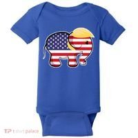 Pro Trump Hair Elephant Red White Blue Flag Republican Gift Baby Bodysuit thumb 0