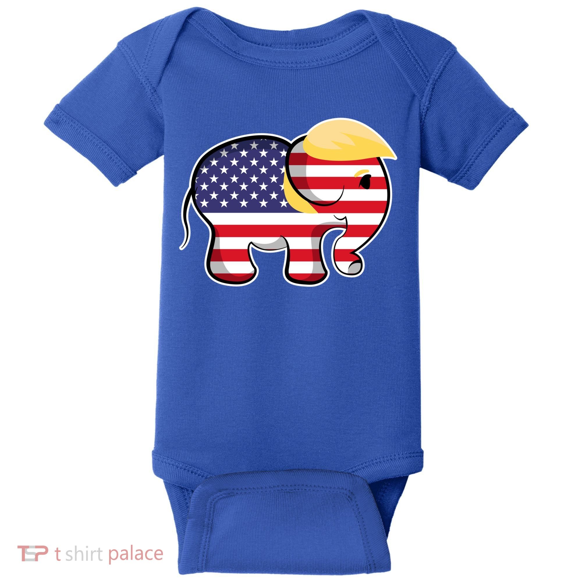 Pro Trump Hair Elephant Red White Blue Flag Republican Gift Baby Bodysuit
