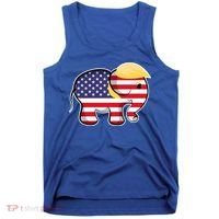 Pro Trump Hair Elephant Red White Blue Flag Republican Gift Tank Top thumb 0
