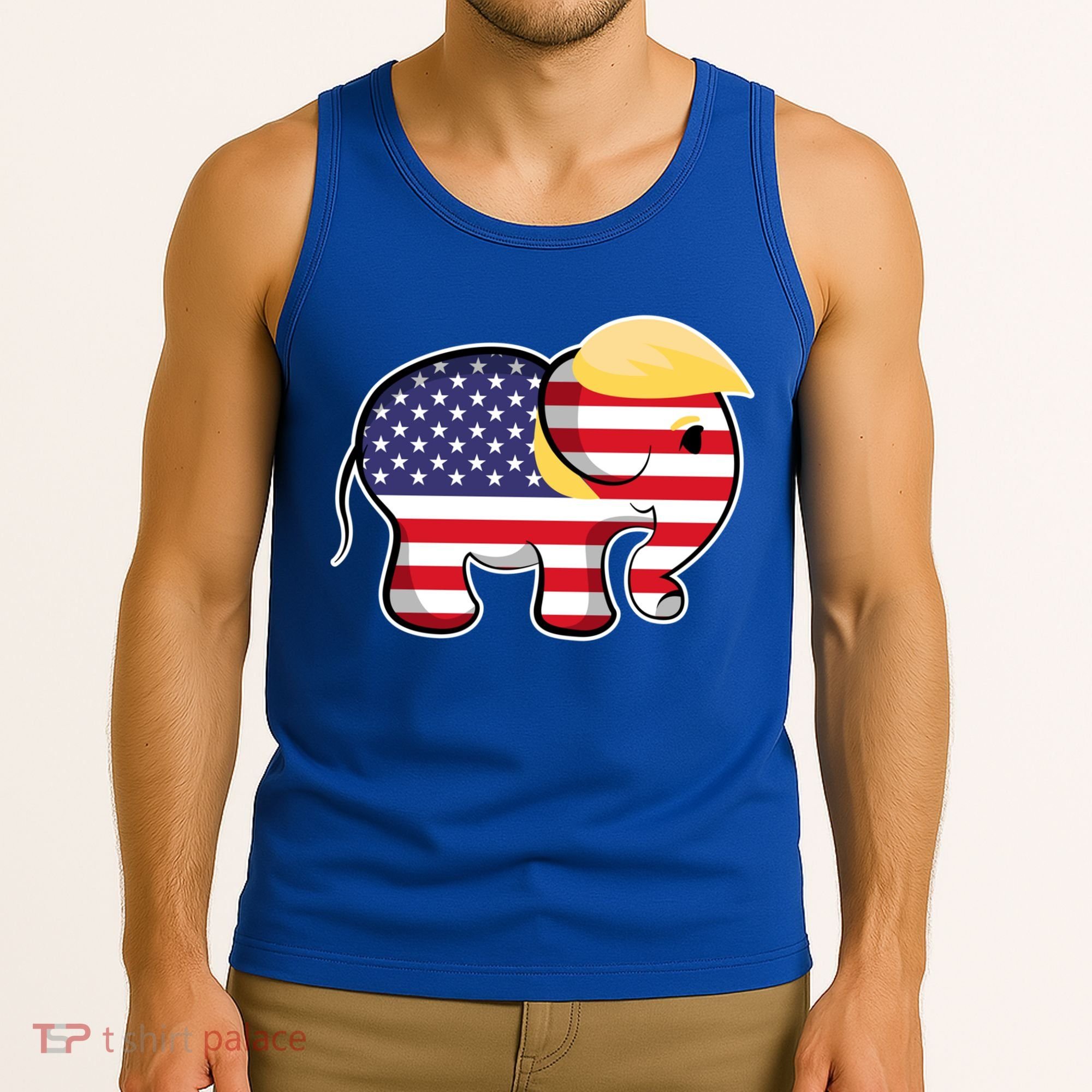 Pro Trump Hair Elephant Red White Blue Flag Republican Gift Tank Top