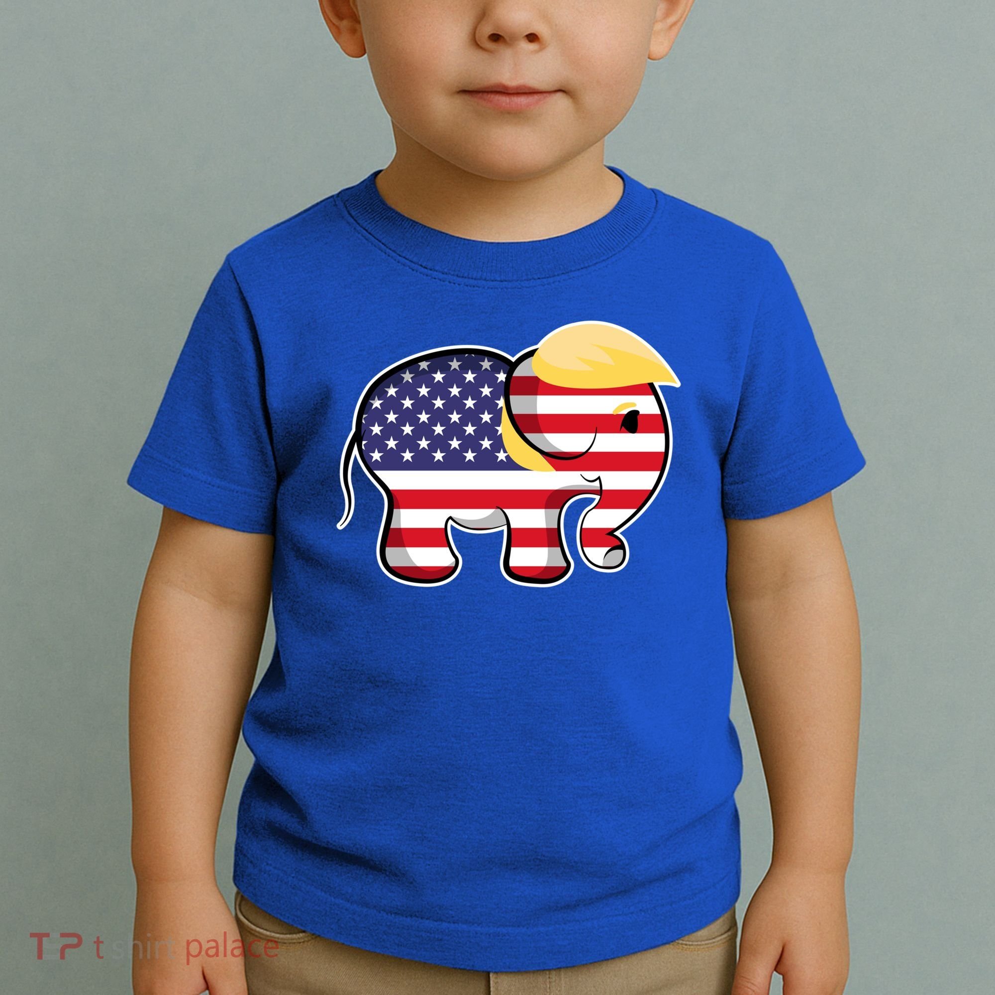 Pro Trump Hair Elephant Red White Blue Flag Republican Gift Toddler T-Shirt