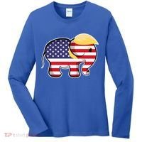 Pro Trump Hair Elephant Red White Blue Flag Republican Gift Women's Long Sleeve Shirt thumb 0