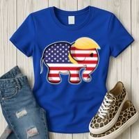Pro Trump Hair Elephant Red White Blue Flag Republican Gift Women's T-Shirt thumb 3