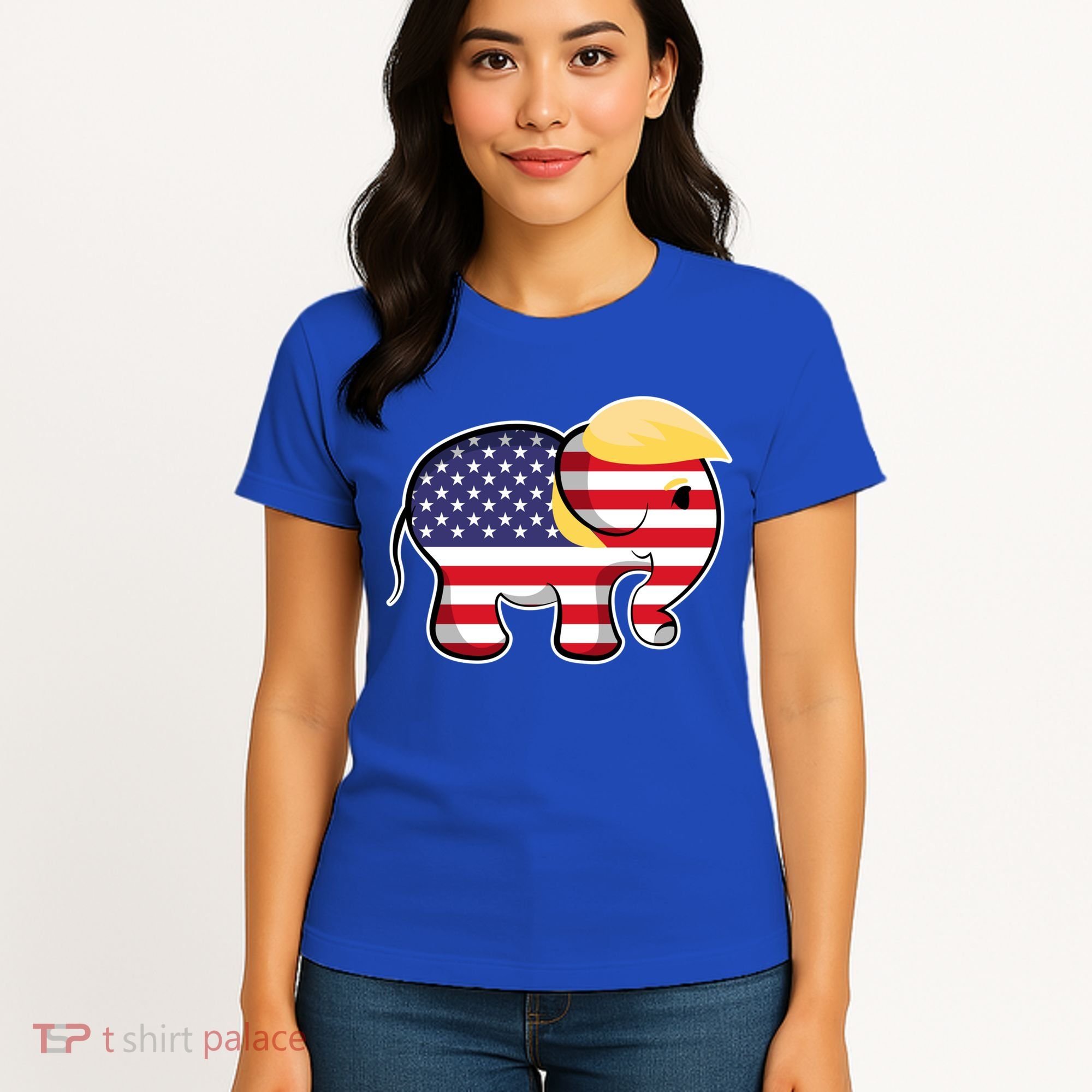 Pro Trump Hair Elephant Red White Blue Flag Republican Gift Women's T-Shirt