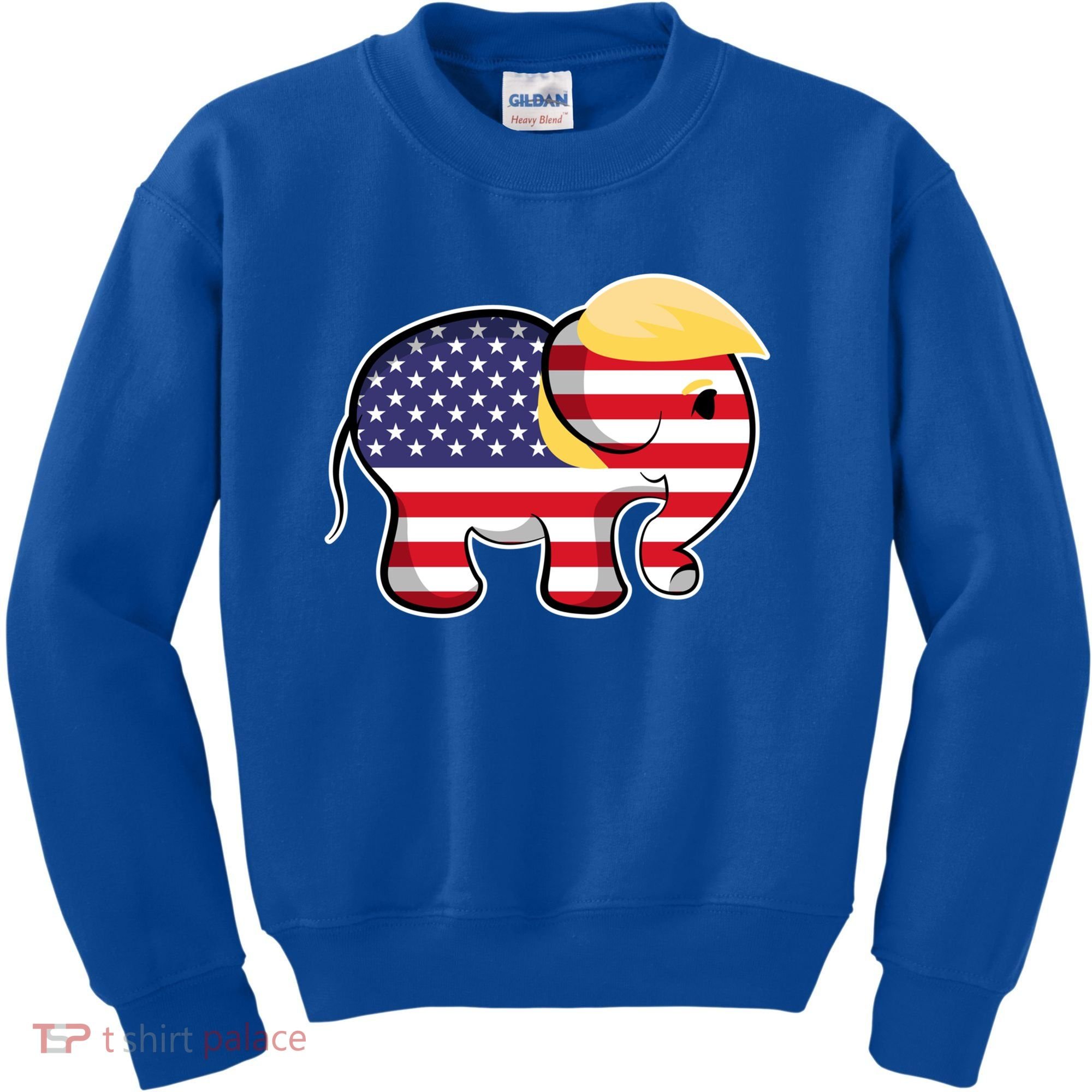 Pro Trump Hair Elephant Red White Blue Flag Republican Gift Kids Sweatshirt