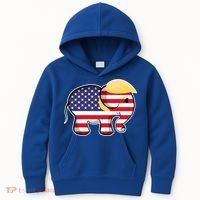 Pro Trump Hair Elephant Red White Blue Flag Republican Gift Kids Hoodie thumb 0