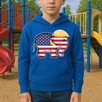 Pro Trump Hair Elephant Red White Blue Flag Republican Gift Kids Hoodie thumb 2