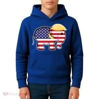 Pro Trump Hair Elephant Red White Blue Flag Republican Gift Kids Hoodie thumb 4