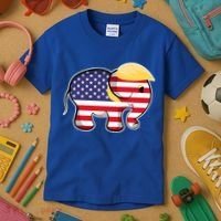 Pro Trump Hair Elephant Red White Blue Flag Republican Gift Kids T-Shirt thumb 3