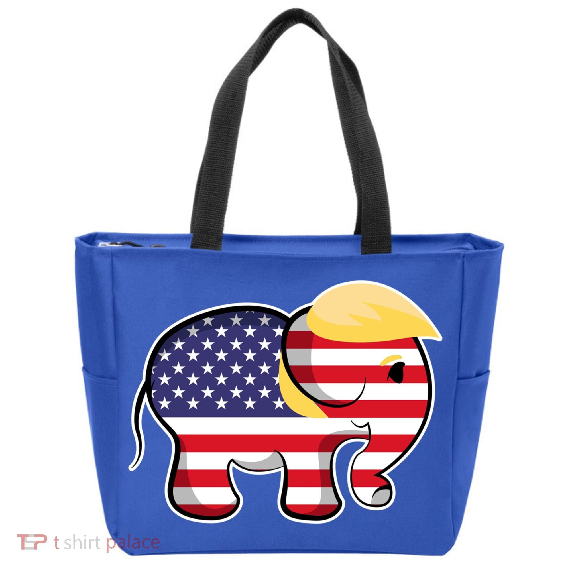 Pro Trump Hair Elephant Red White Blue Flag Republican Gift Tote Bag