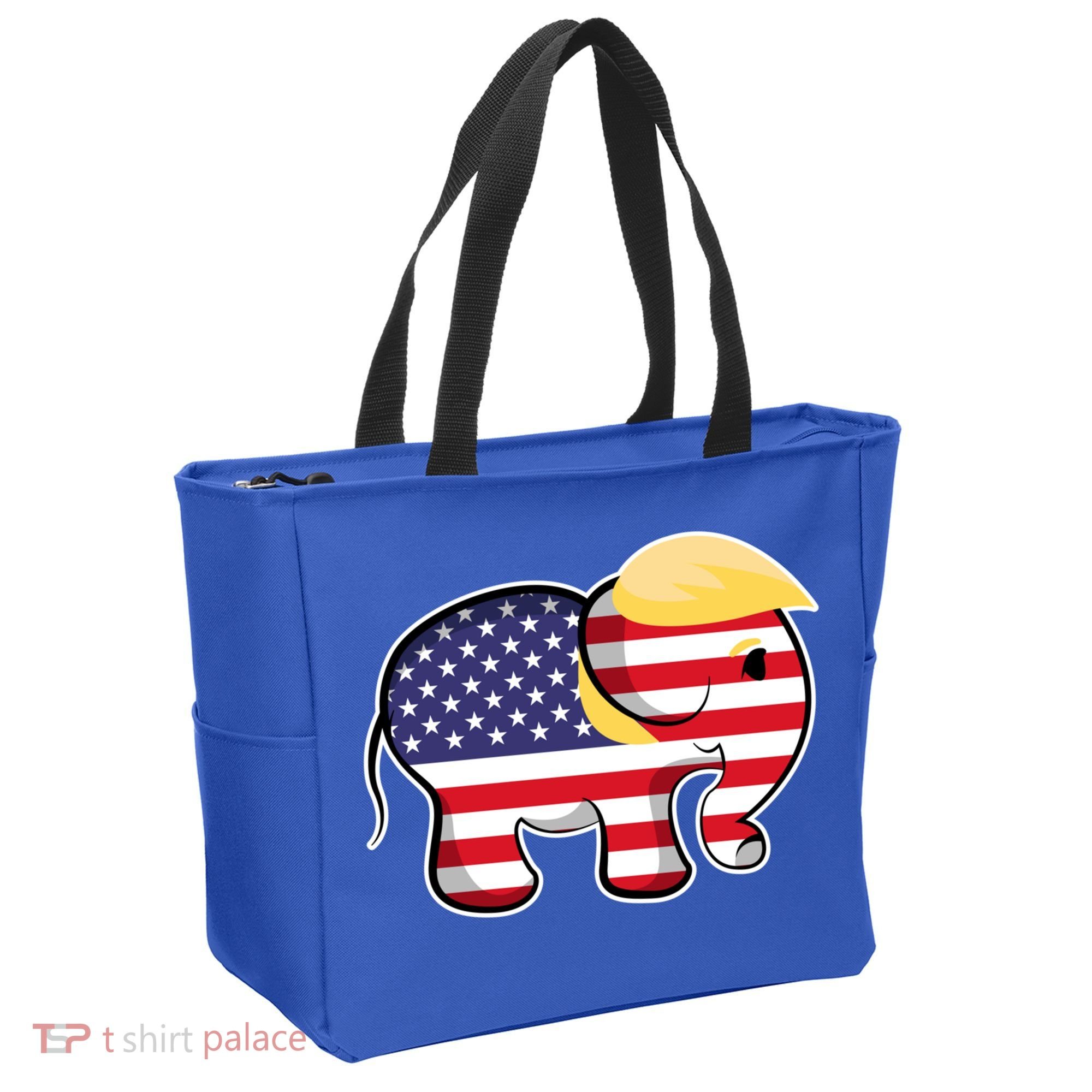 Pro Trump Hair Elephant Red White Blue Flag Republican Gift Tote Bag