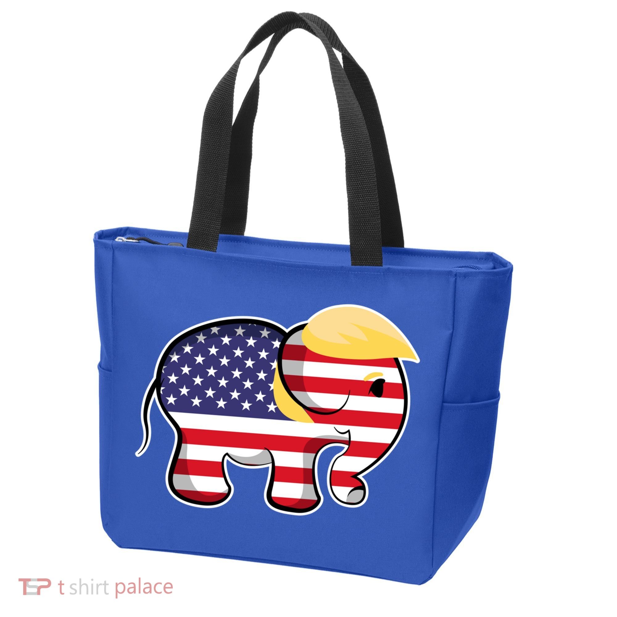 Pro Trump Hair Elephant Red White Blue Flag Republican Gift Tote Bag