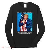 Patriotic Trump Hugging Flag Pro Trump Republican Gifts Long Sleeve Shirt thumb 0