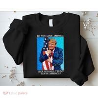 Patriotic Trump Hugging Flag Pro Trump Republican Gifts Sweatshirt thumb 2