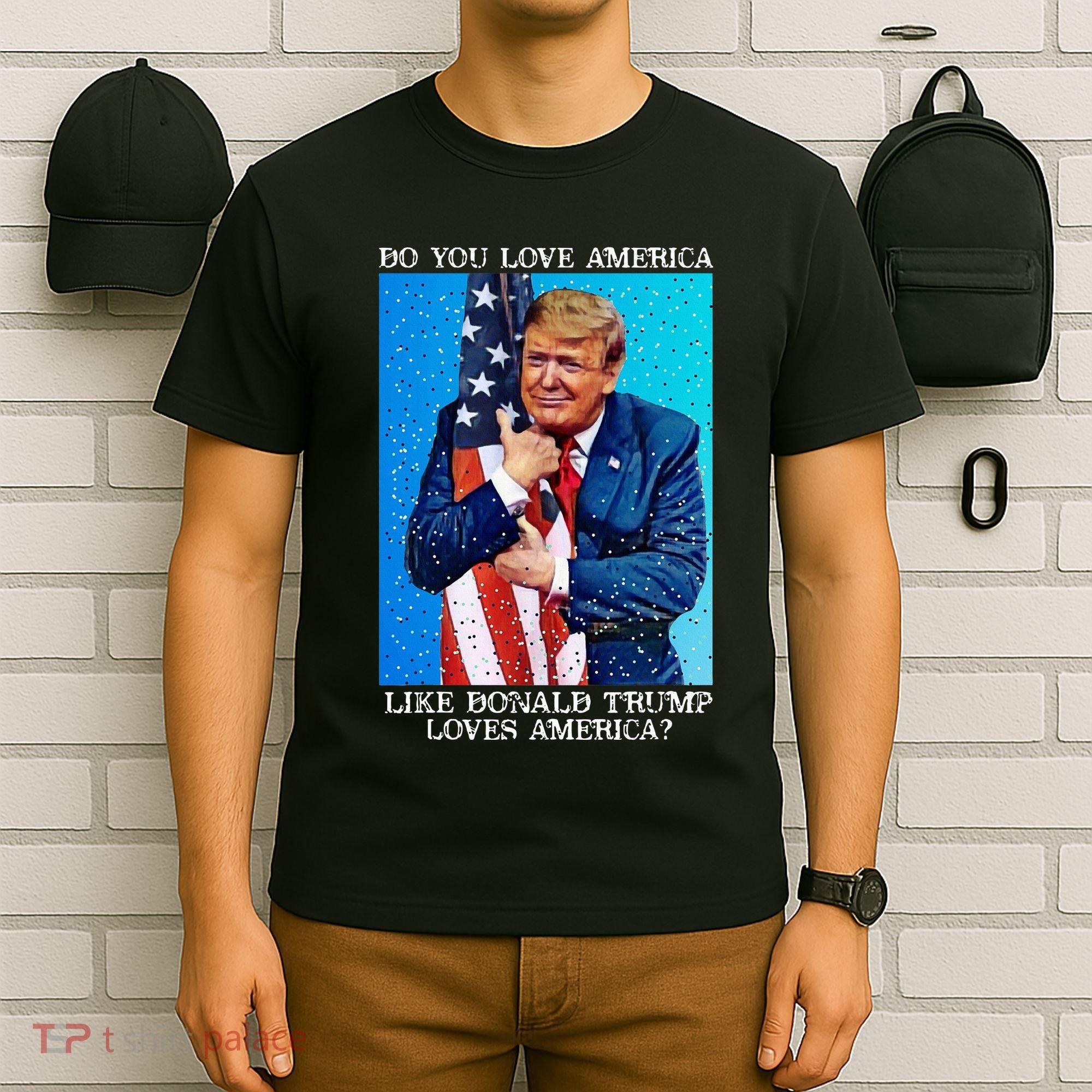 Patriotic Trump Hugging Flag Pro Trump Republican Gifts T-Shirt