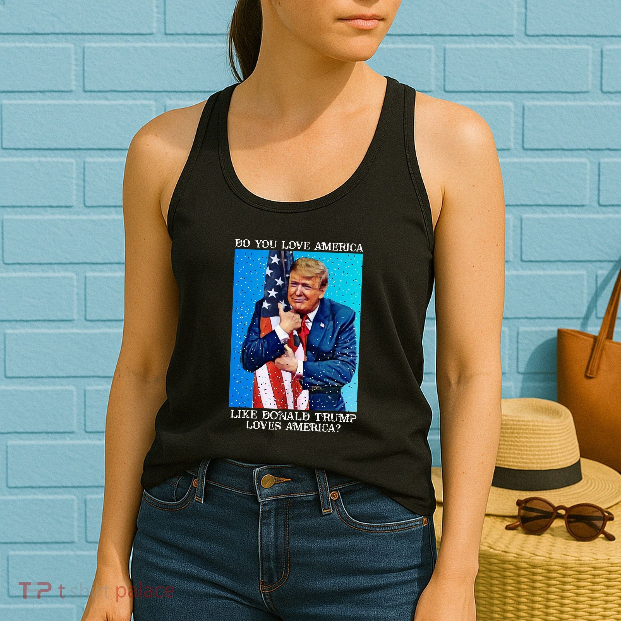 Patriotic Trump Hugging Flag Pro Trump Republican Gifts Women's Tank Top