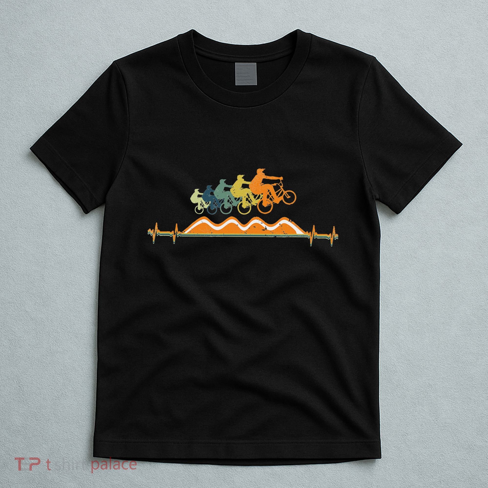 Pump Track Heartbeat Mountain Bike Bmx Ecg Retro T-Shirt