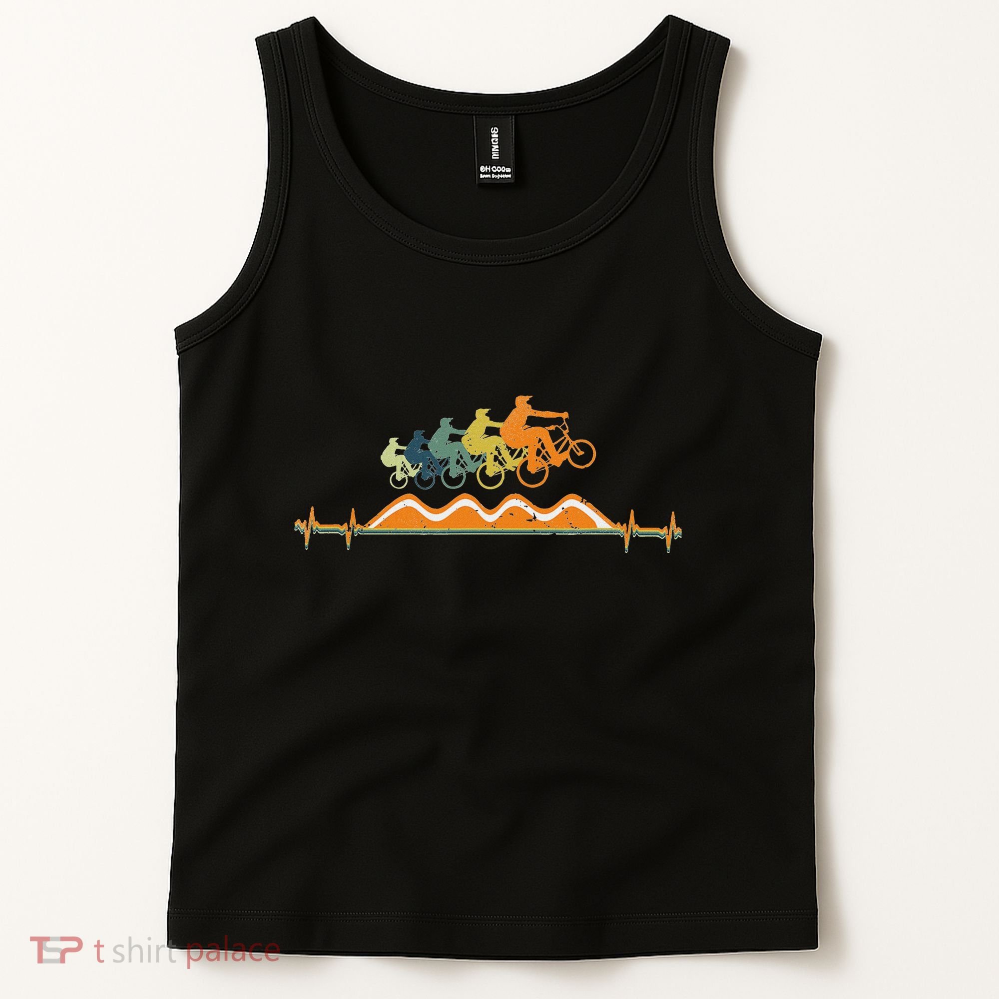 Pump Track Heartbeat Mountain Bike Bmx Ecg Retro Tank Top