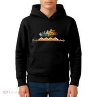 Pump Track Heartbeat Mountain Bike Bmx Ecg Retro Kids Hoodie thumb 4