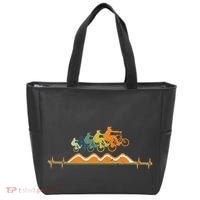 Pump Track Heartbeat Mountain Bike Bmx Ecg Retro Tote Bag thumb 0