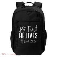 Plot Twist He Lives Cross Funny Christian Easter Day Gift Backpack thumb 0