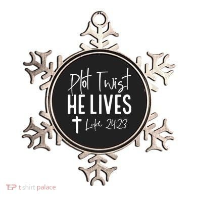 Plot Twist He Lives Cross Funny Christian Easter Day Gift Ornament