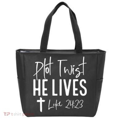 Plot Twist He Lives Cross Funny Christian Easter Day Gift Tote Bag