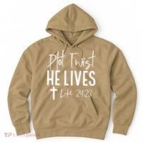 Plot Twist He Lives Cross Funny Christian Easter Day Gift Hoodie thumb 0