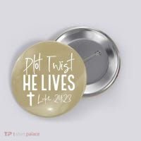 Plot Twist He Lives Cross Funny Christian Easter Day Gift Button thumb 0