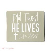 Plot Twist He Lives Cross Funny Christian Easter Day Gift Mousepad thumb 0
