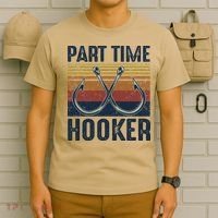Part Time Hooker Funny Fishing Lover Fisherman Retro Style T-Shirt thumb 6