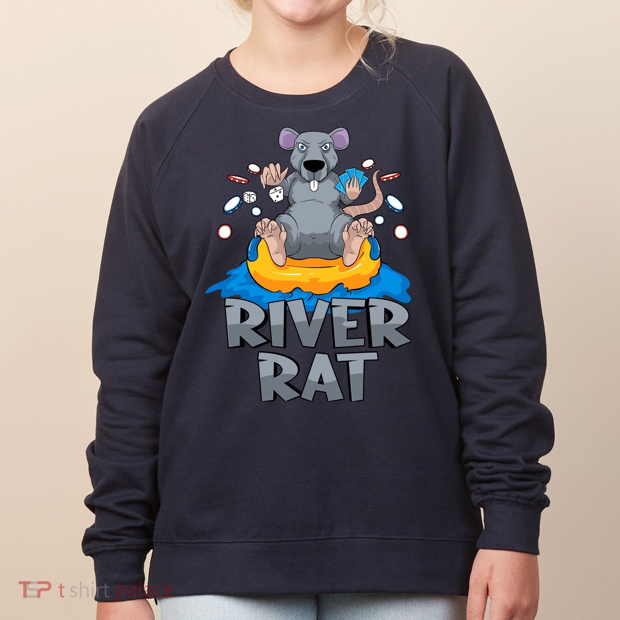 Poker Texas Hold Em River Rat Casino Women's Sweatshirt