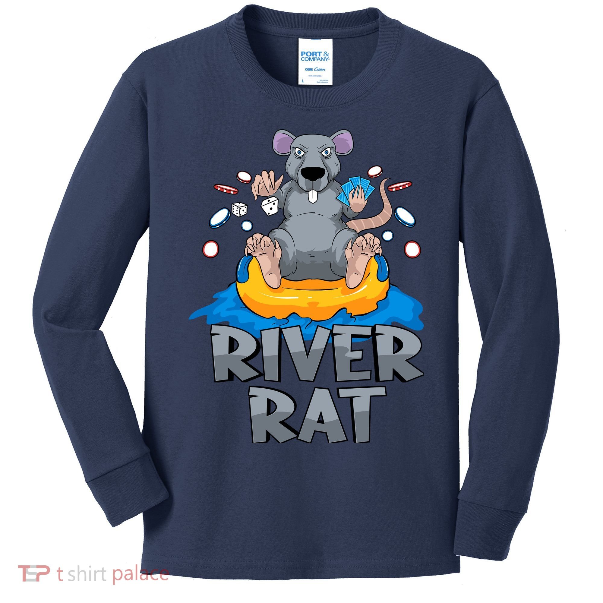 Poker Texas Hold Em River Rat Casino Kids Long Sleeve Shirt