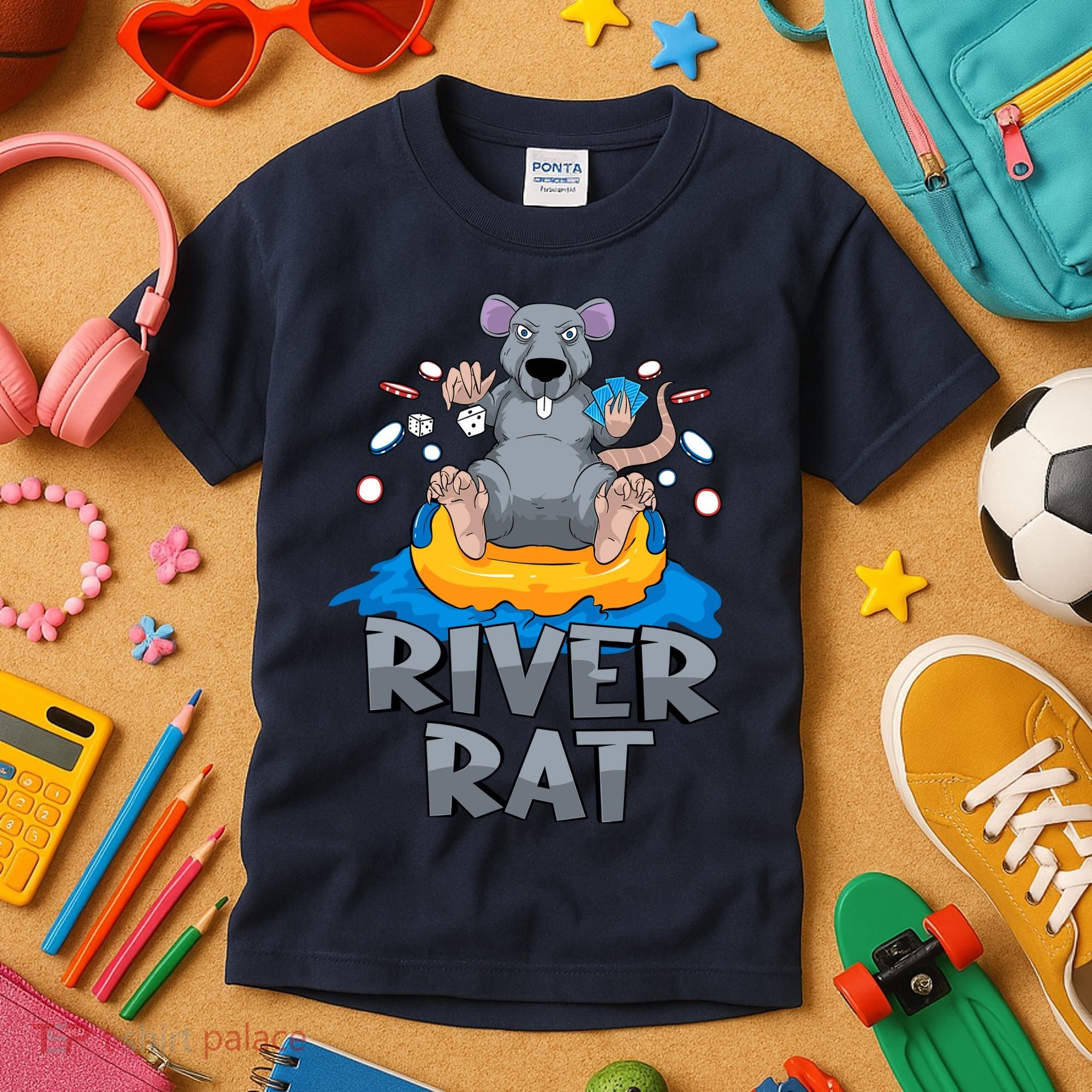 Poker Texas Hold Em River Rat Casino Kids T-Shirt