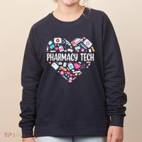 Pharmacy Technician Heart Certified Pharm Tech Pharmacist Women's Sweatshirt thumb 0