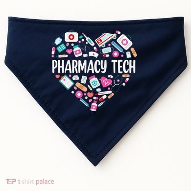 Pharmacy Technician Heart Certified Pharm Tech Pharmacist USA-Made Doggie Bandana