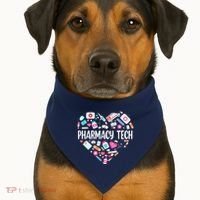 Pharmacy Technician Heart Certified Pharm Tech Pharmacist USA-Made Doggie Bandana thumb 1