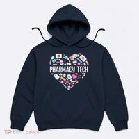 Pharmacy Technician Heart Certified Pharm Tech Pharmacist Hoodie thumb 0
